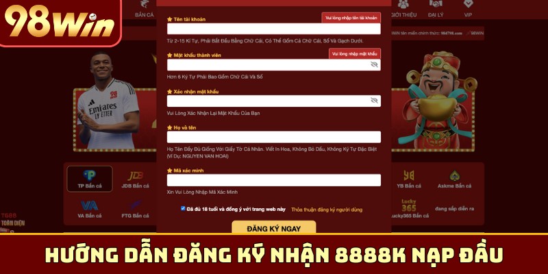 Hướng dẫn đăng ký nhận 8888K nạp đầu